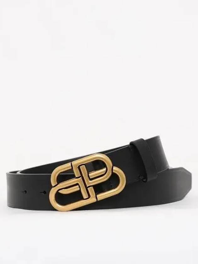 Luxury Balenciaga Trending 2026 BB Logo Leather Belt Black