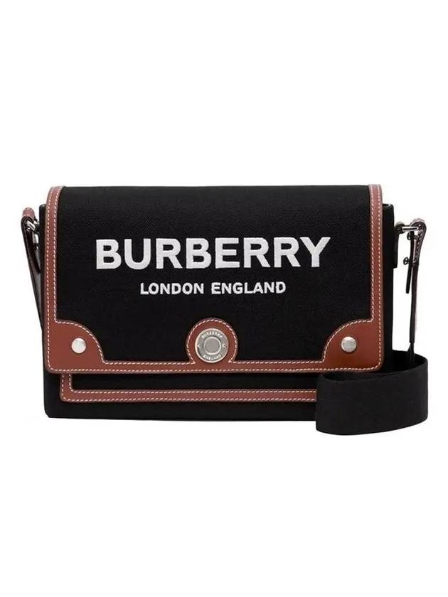 Luxury Burberry Horseferry Motif Canvas Note Crossbody Bag Black