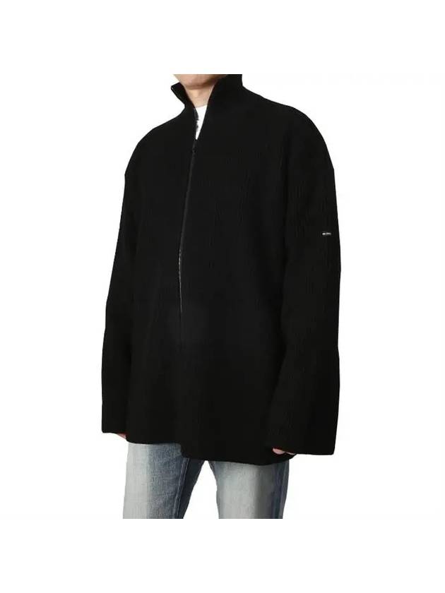 Luxury Balenciaga Trending 2026 Oversized Zip-Up Knit Top Black