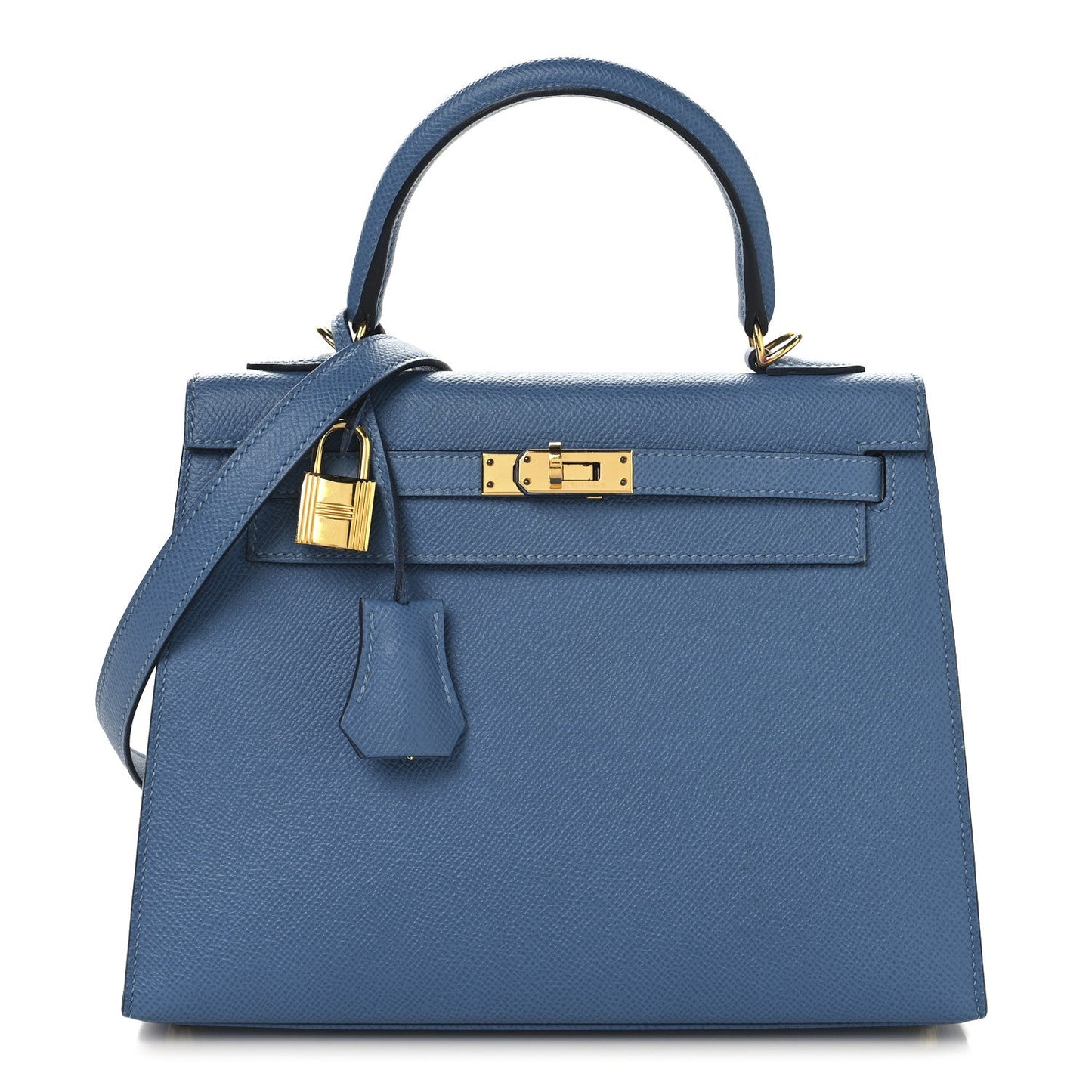 Hermes Epsom Kelly Sellier 25 Bleu Azur