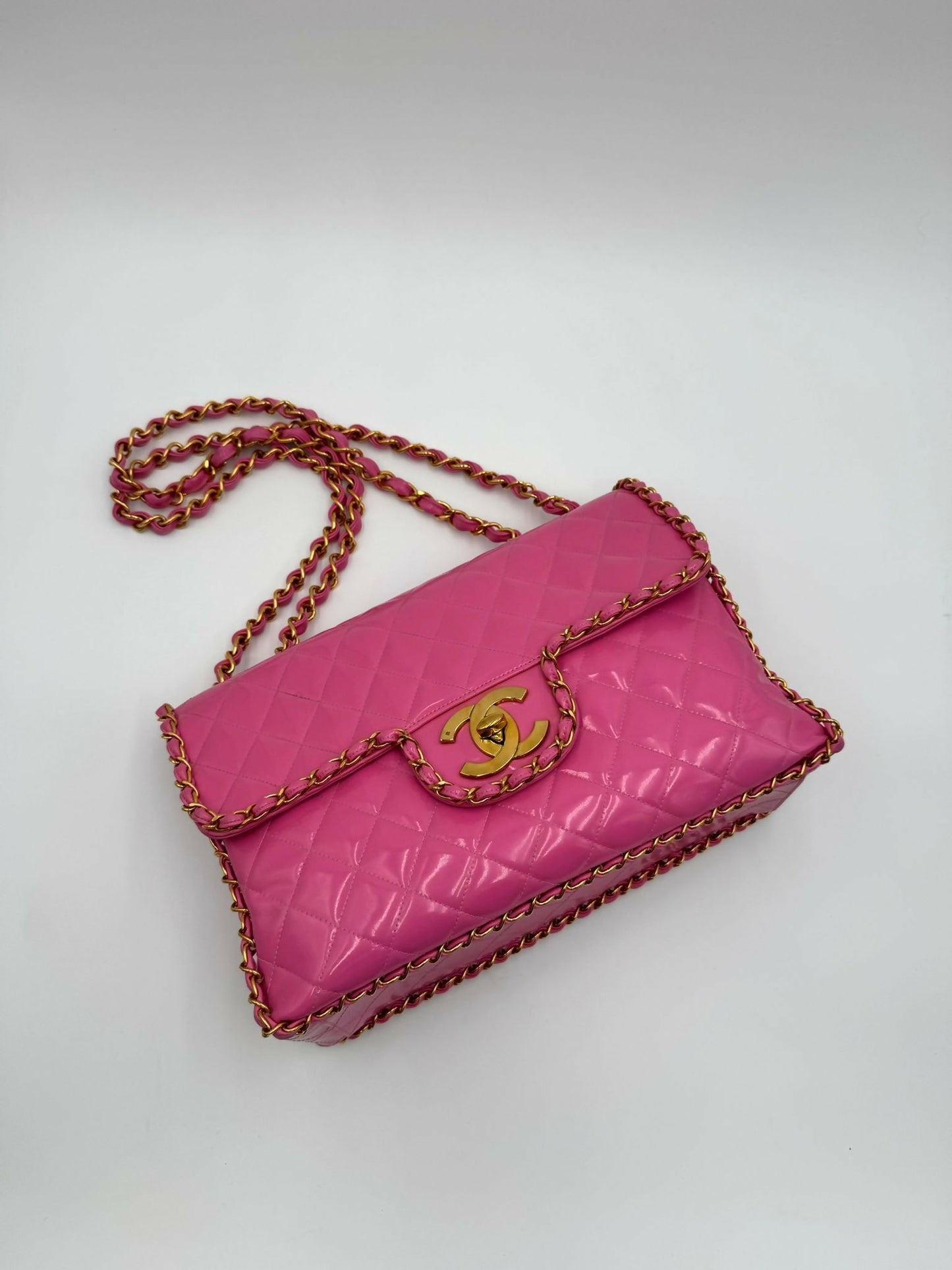 Chanel 1995  Barbie Pink Chainlink Maxi Flap Bag