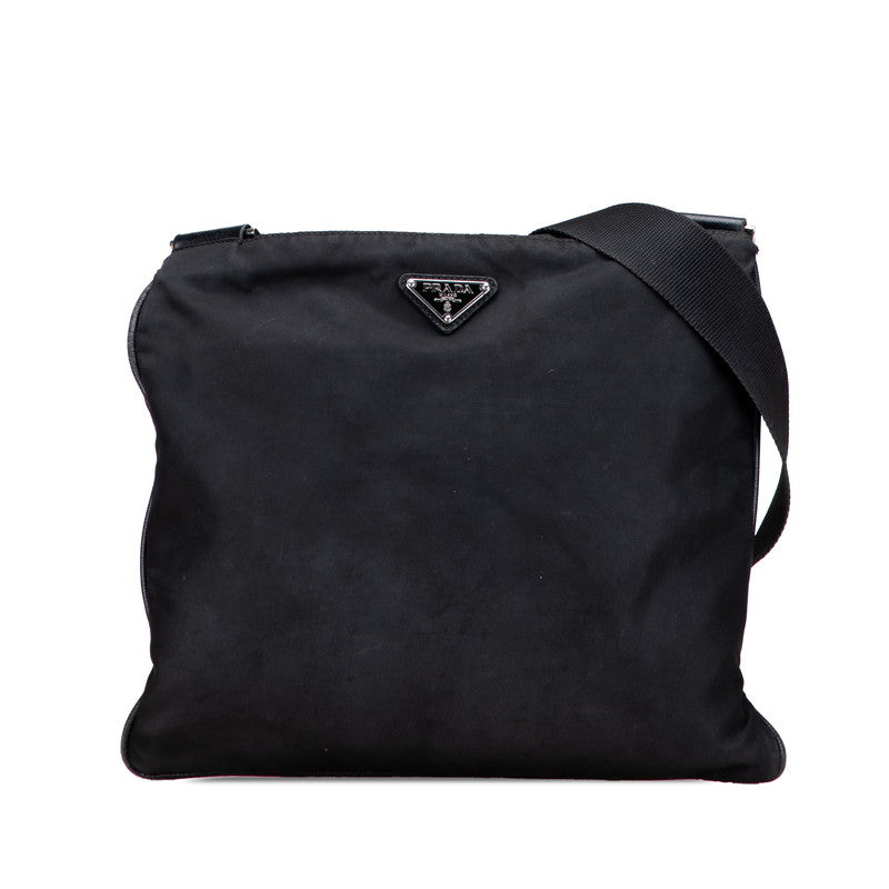 Prada Triangle Logo Plate Nylon Shoulder Bag