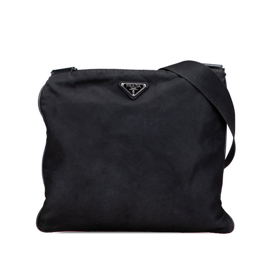 Prada Triangle Logo Plate Nylon Shoulder Bag