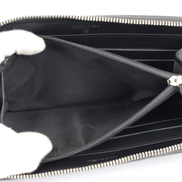 Chanel Round Zipper Long Wallet Black