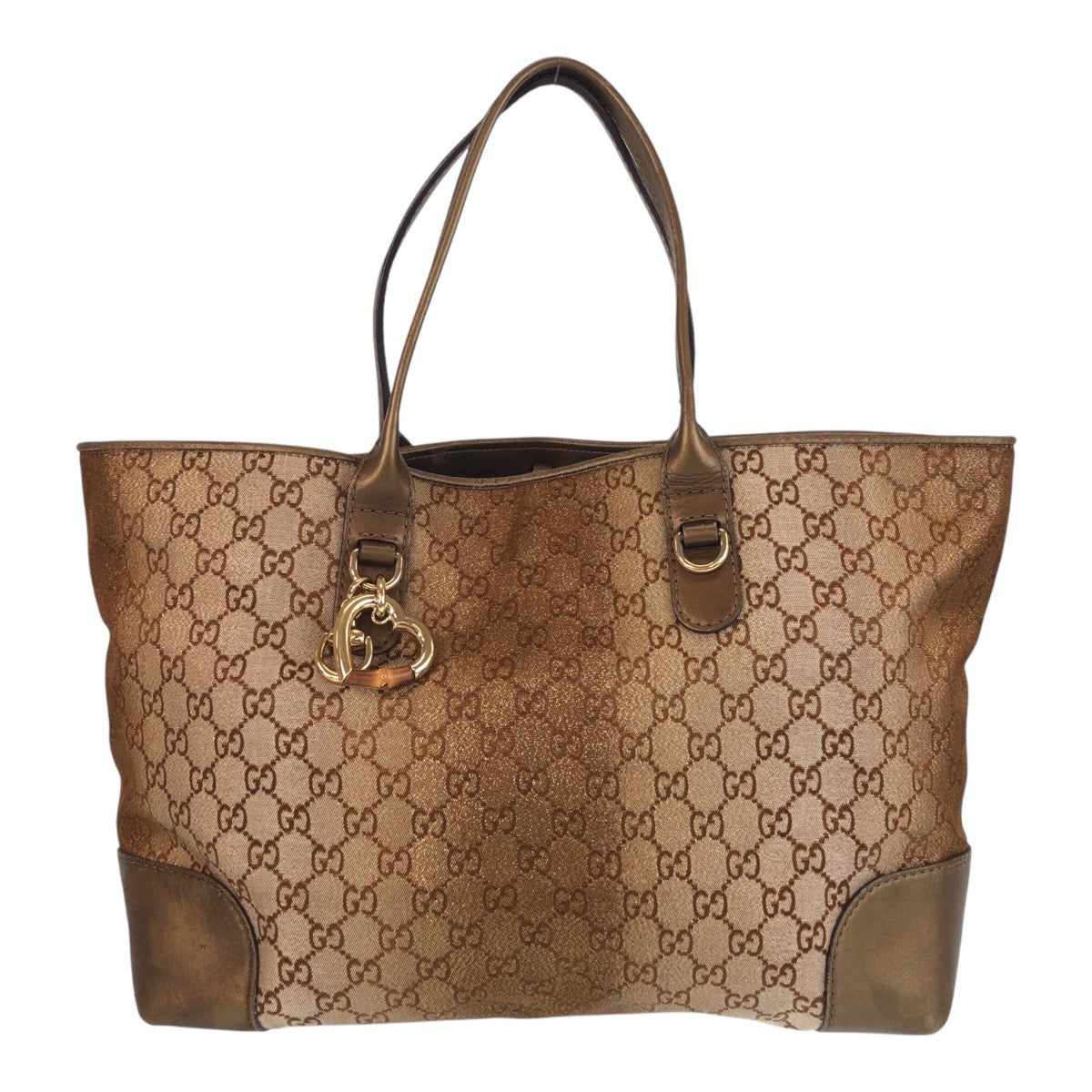 GUCCI Tote Bag 269956 GG canvas Brown Gold Metal