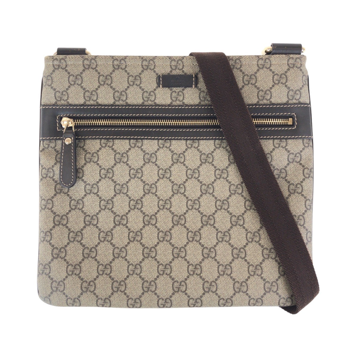 GUCCI Shoulder Bag 295257 GG Supreme Canvas Brown Gray Gold Metal