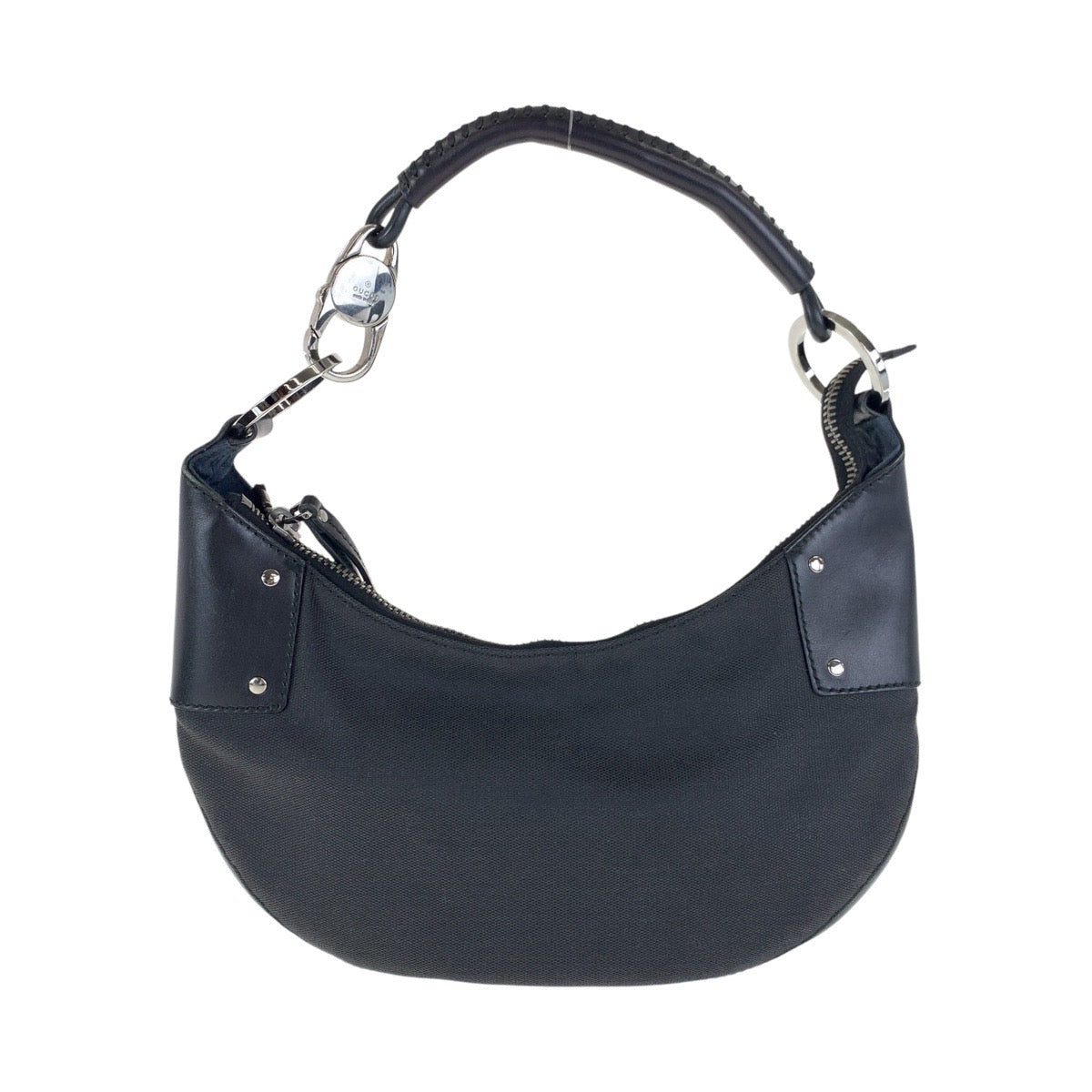 GUCCI Shoulder Bag 109208 canvas Black Silver Metal Hobo