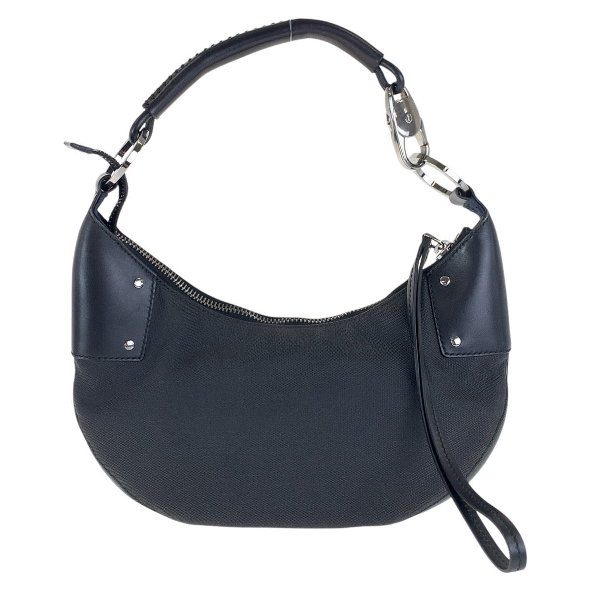 GUCCI Shoulder Bag 109208 canvas Black Silver Metal Hobo