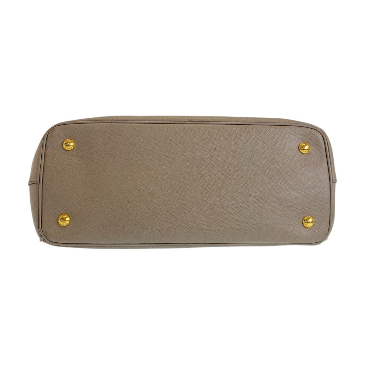 PRADA Handbag leather Greige Gold Metal Safiano Triangle With logo