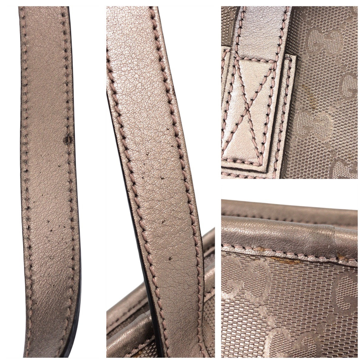 GUCCI Tote Bag 211138 PVC, Leather gray Tote Bag Shoulder Bag GG implementation Women Used