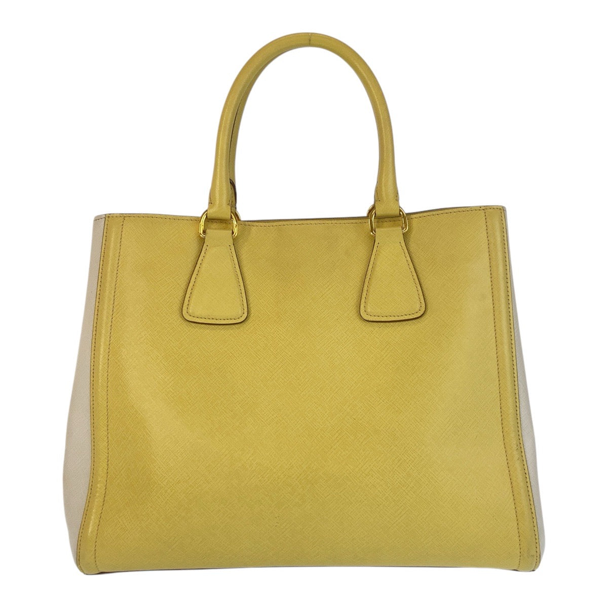 PRADA Handbag leather Yellow Gold Metal Safiano
