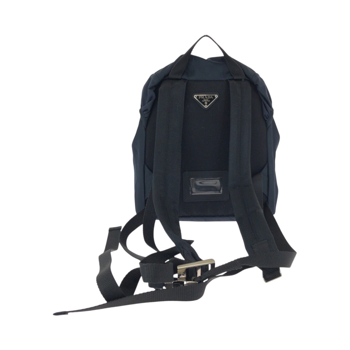 PRADA Backpack Nylon Navy SilverMetal Backpack Backpack Test Triangle With logo Women