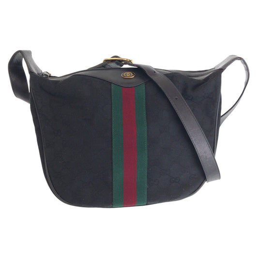GUCCI Shoulder Bag 10 2 3840 GG canvas, leather Black Multicolor Gold Metal Crossbody Shoulder Bag Old Gucci Shelly Line Women(Unisex)