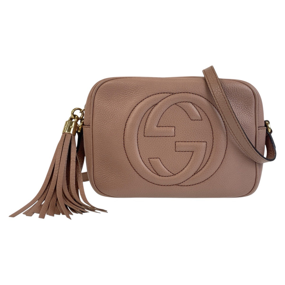 GUCCI Shoulder Bag 303364 leather Pink Beige Gold Metal Soho