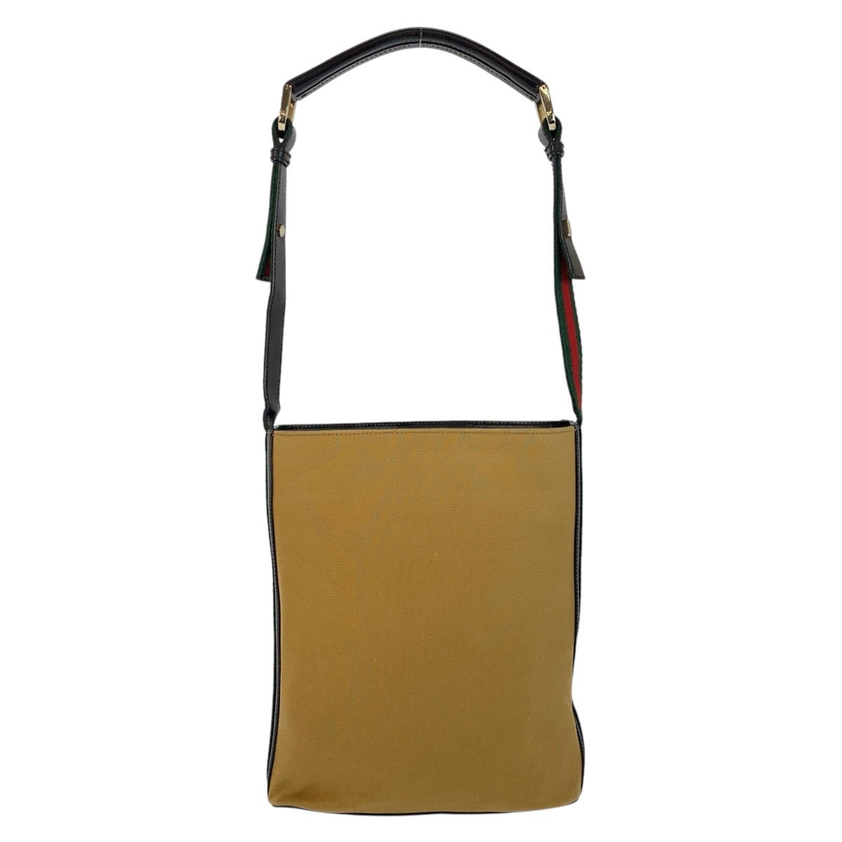 GUCCI Shoulder Bag 4286 canvas Camel Black Gold Metal Sherry line