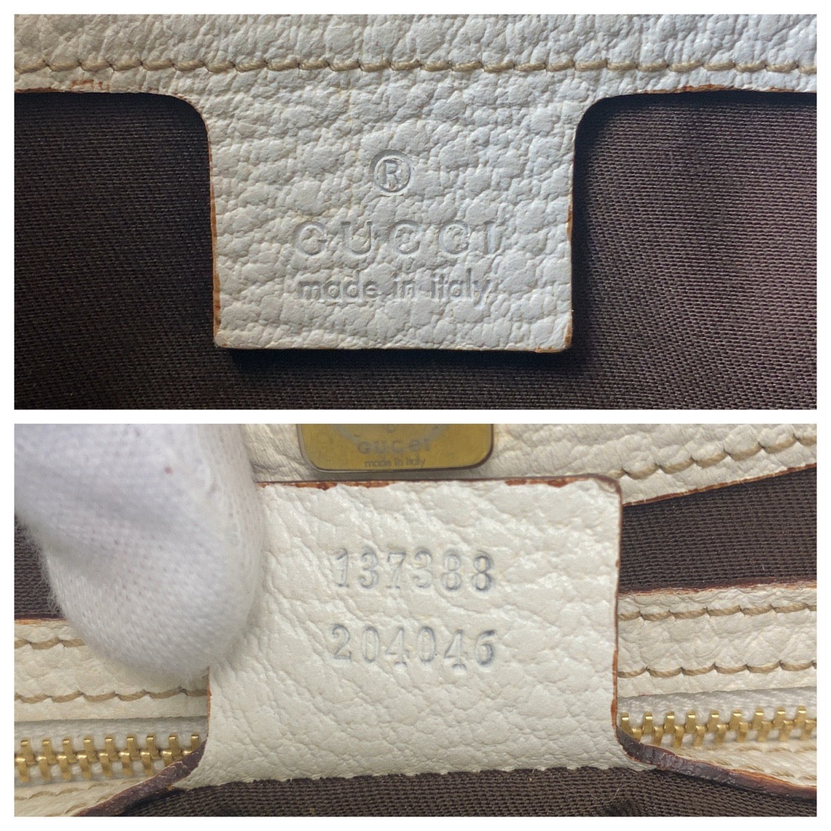 GUCCI Shoulder Bag 137388 leather White GoldMetal Horsebit Women