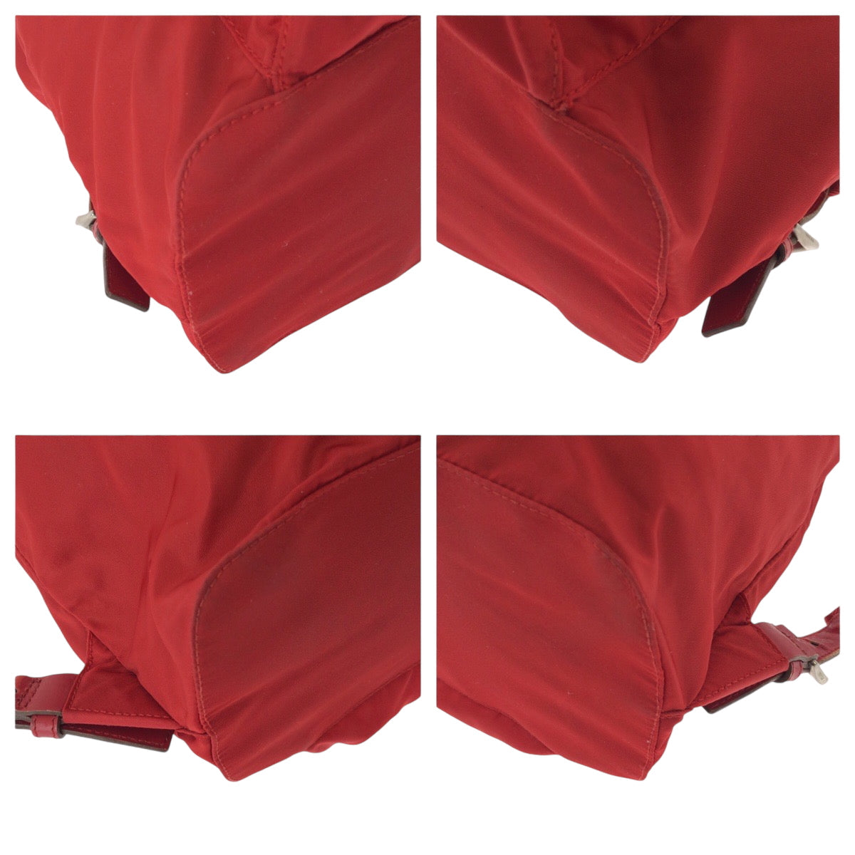 PRADA Backpack B4650 Nylon Red Silver Metal Rucksack Backpack Test Triangle With logo Women