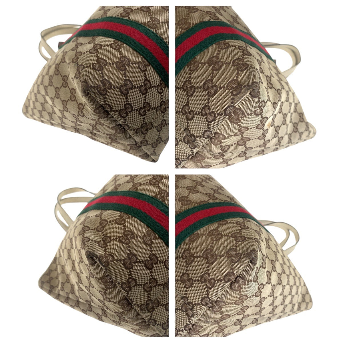 GUCCI Tote Bag 139260 GG canvas, leather Brown White Gold Metal Tote Bag Shoulder Bag Sherry line Women