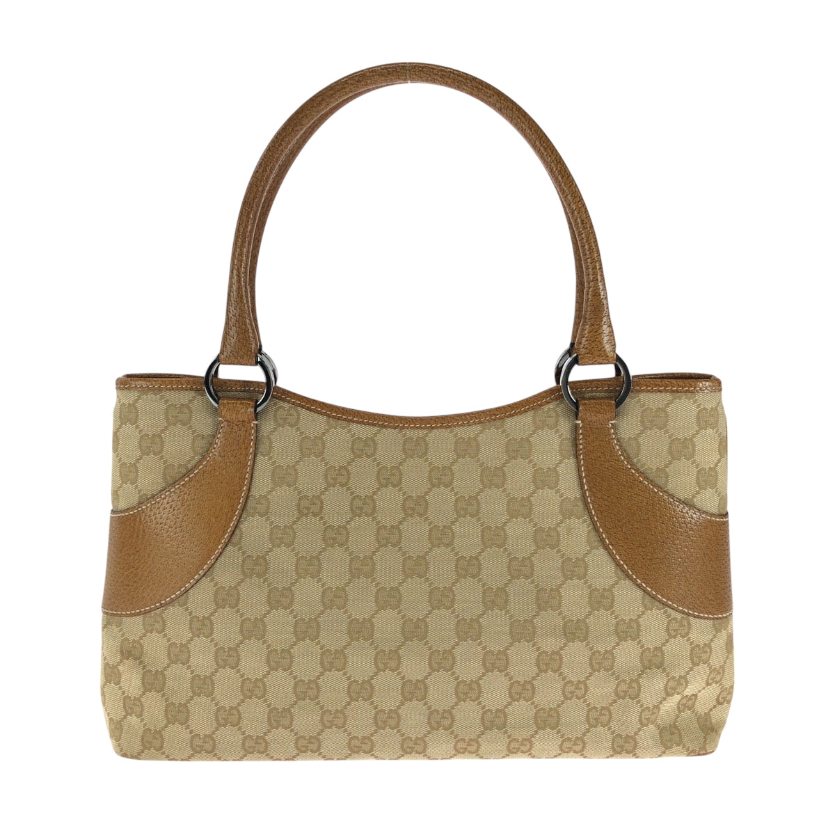 GUCCI Tote Bag 113015 GG canvas Brown Beige SilverMetal