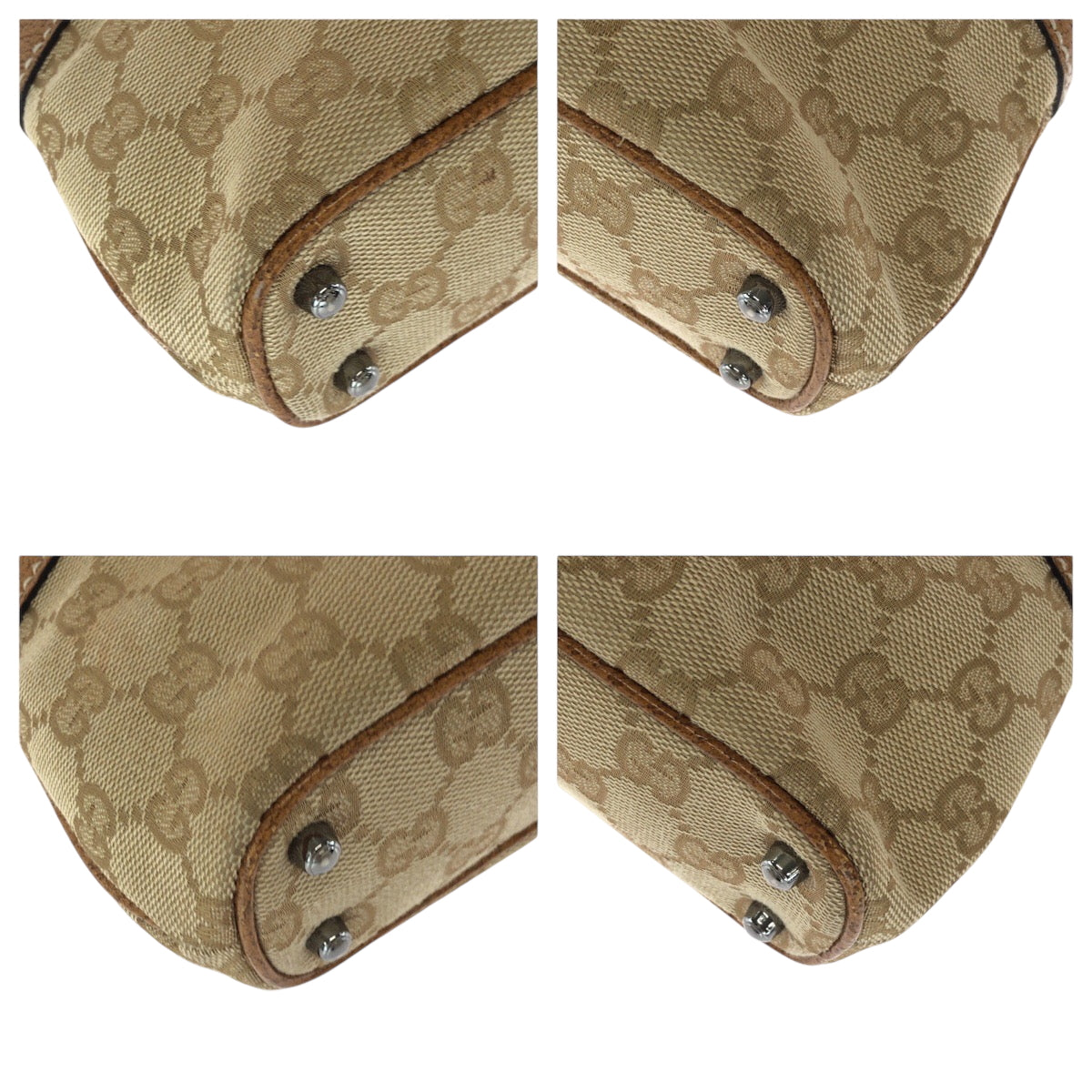 GUCCI Tote Bag 113015 GG canvas Brown Beige SilverMetal