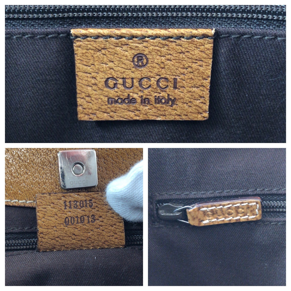 GUCCI Tote Bag 113015 GG canvas Brown Beige SilverMetal