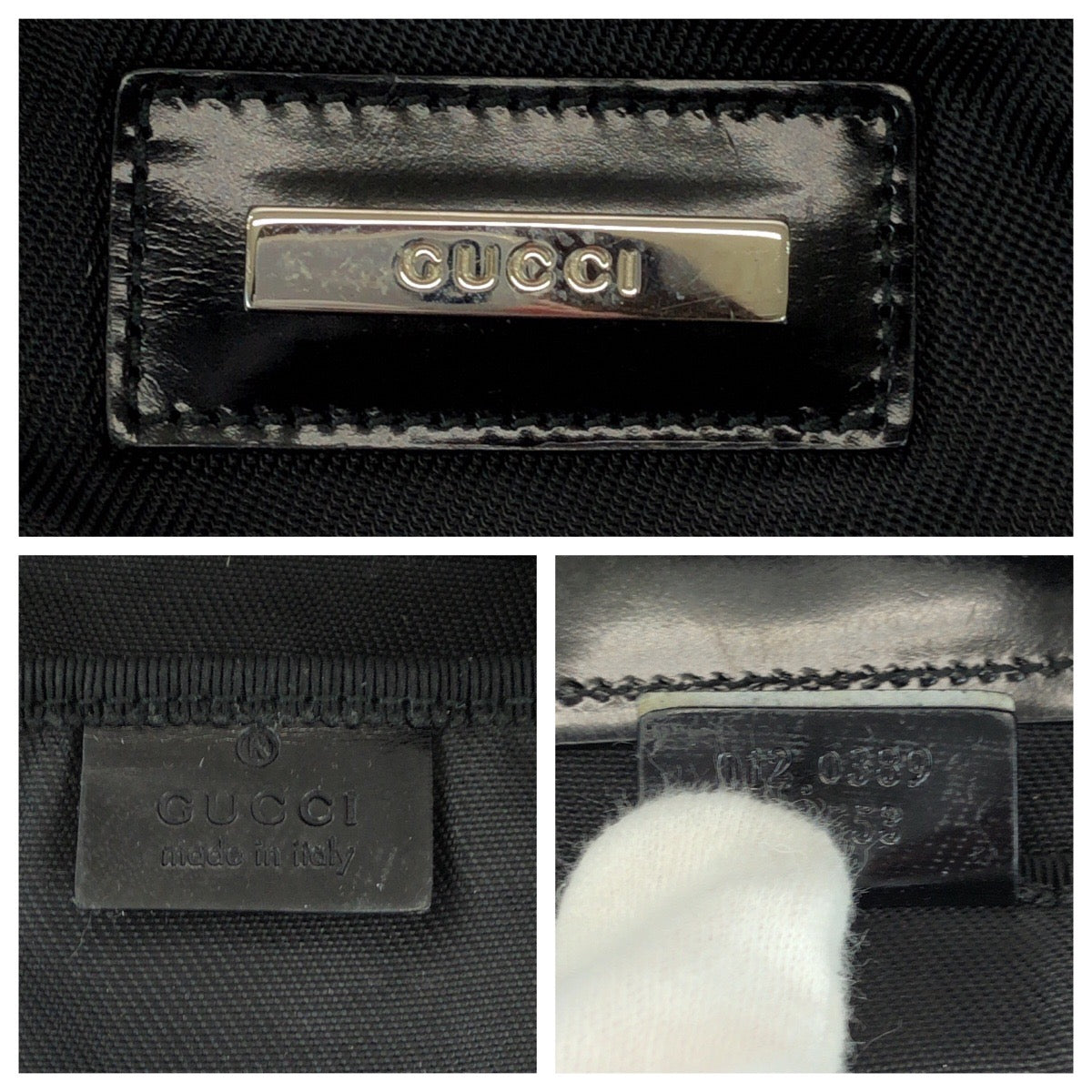 GUCCI Boston Duffel bag 012 0389 Nylon Black SilverMetal
