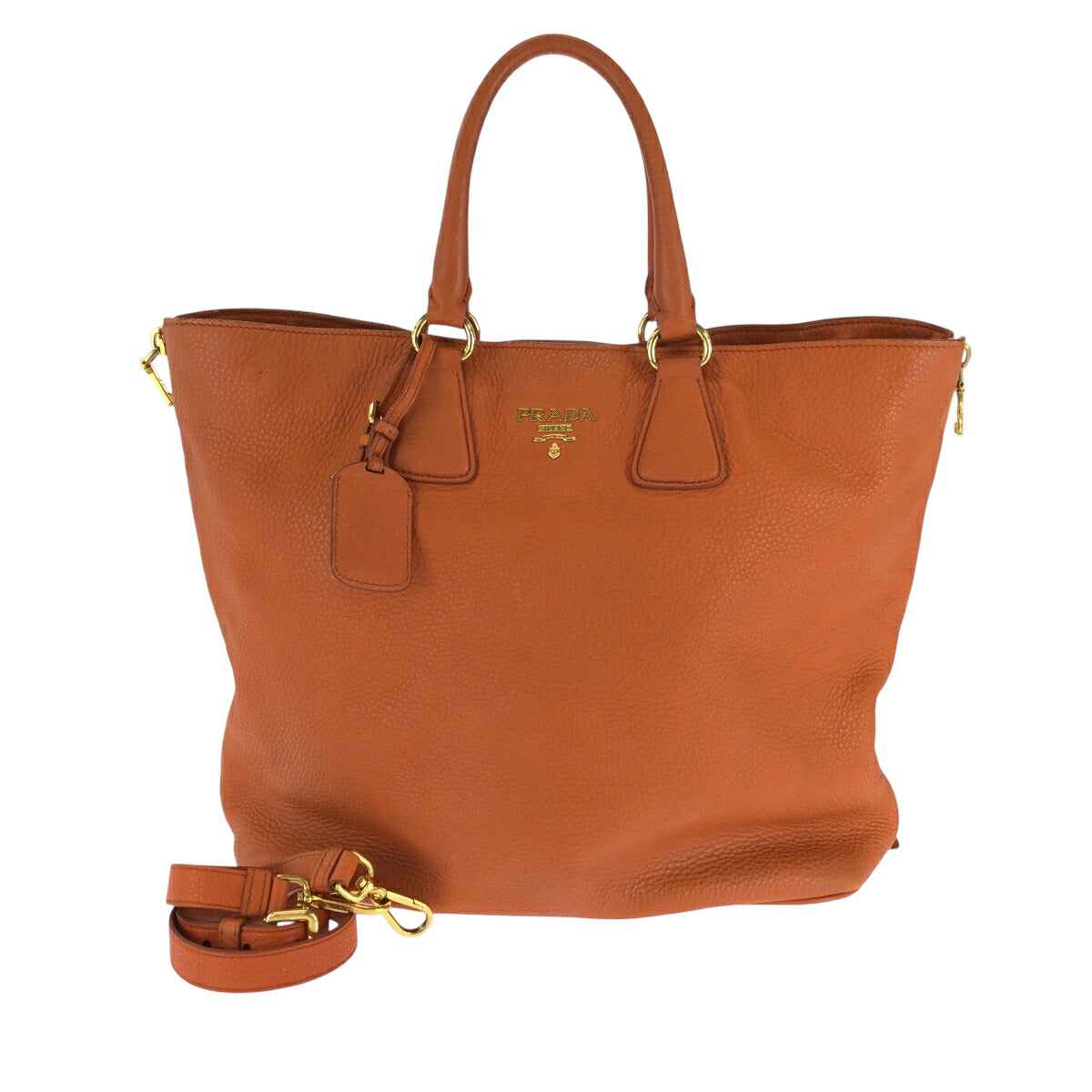 Prada Vitello Daino Logo 2way Bag Orange BN1713