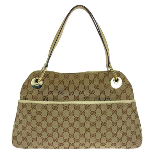 GUCCI Tote Bag GG canvas, leather Beige Ivory Gold Metal Tote Bag Shoulder Bag Women