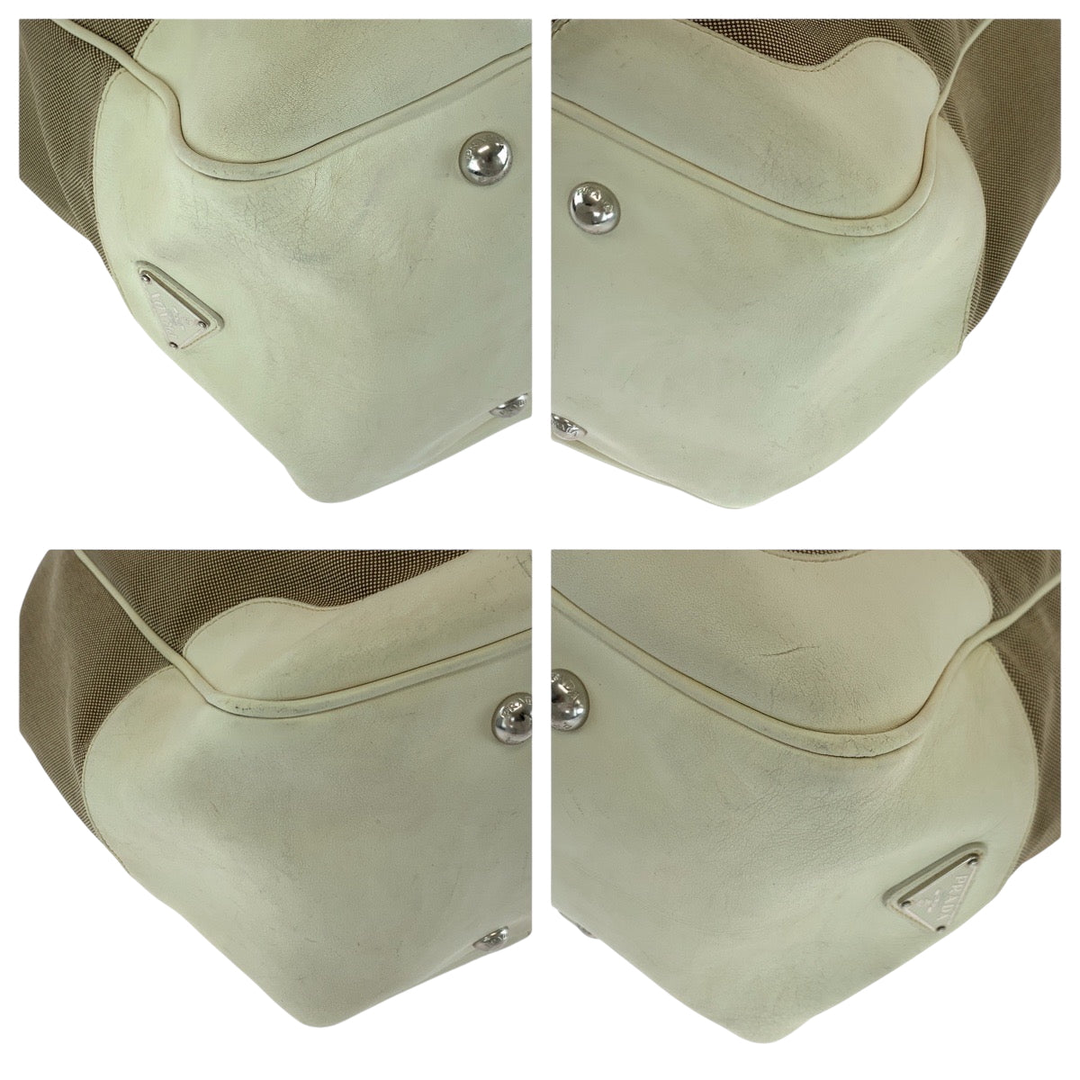 PRADA Handbag canvas Brown Handbag Tote Bag Shoulder Bag Logo jacquard Women