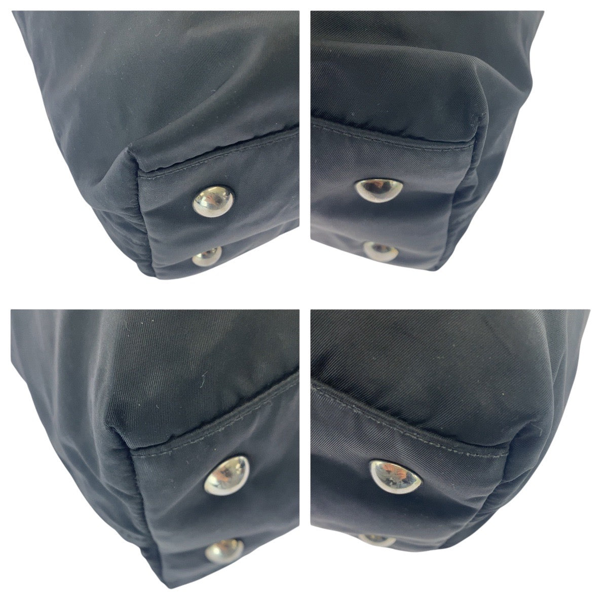 PRADA Tote Bag Nylon Black SilverMetal Tote Bag Shoulder Bag 2WAY Test Triangle With logo mens