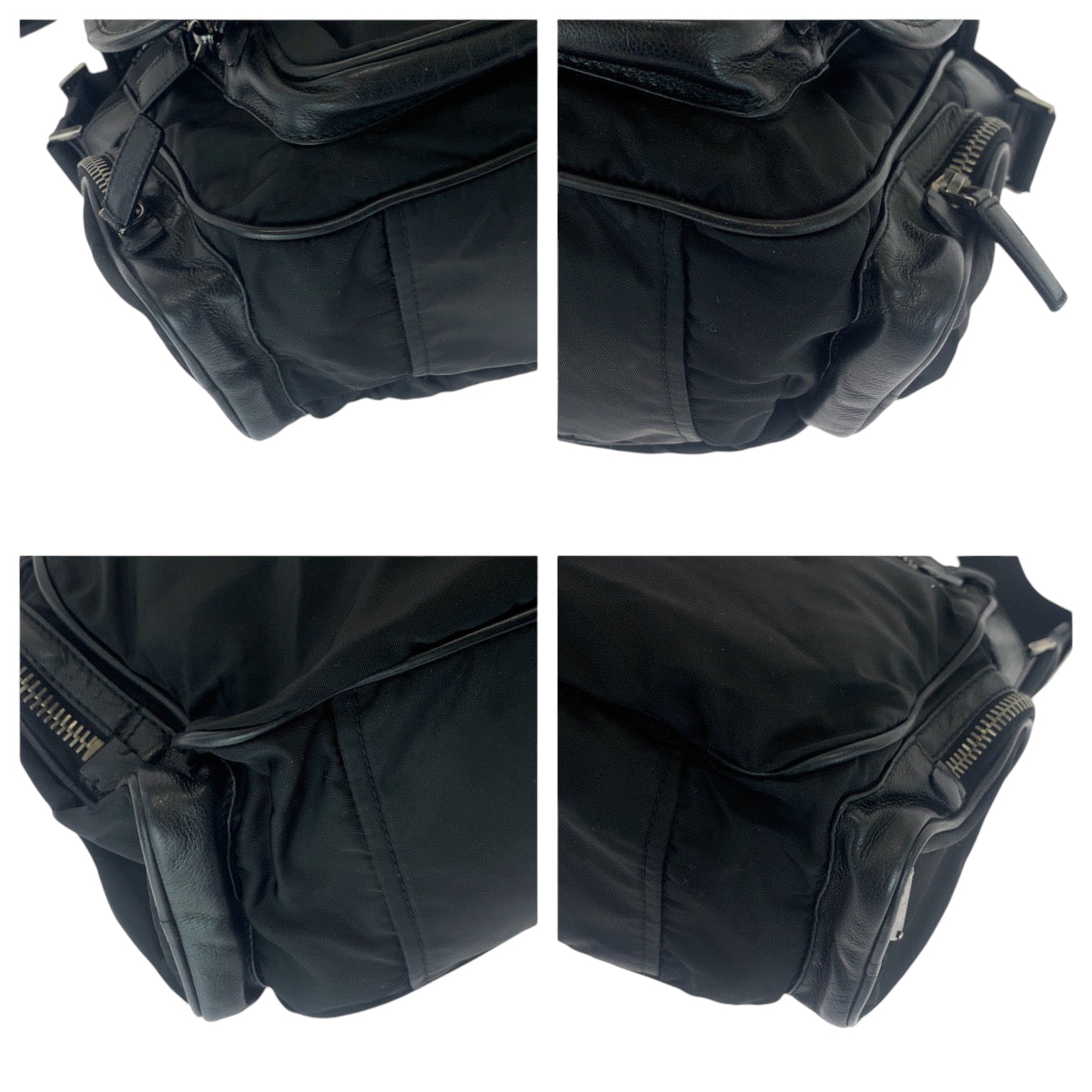 PRADA Shoulder Bag Nylon Black SilverMetal Shoulder Bag Messenger bag Test Triangle With logo mens
