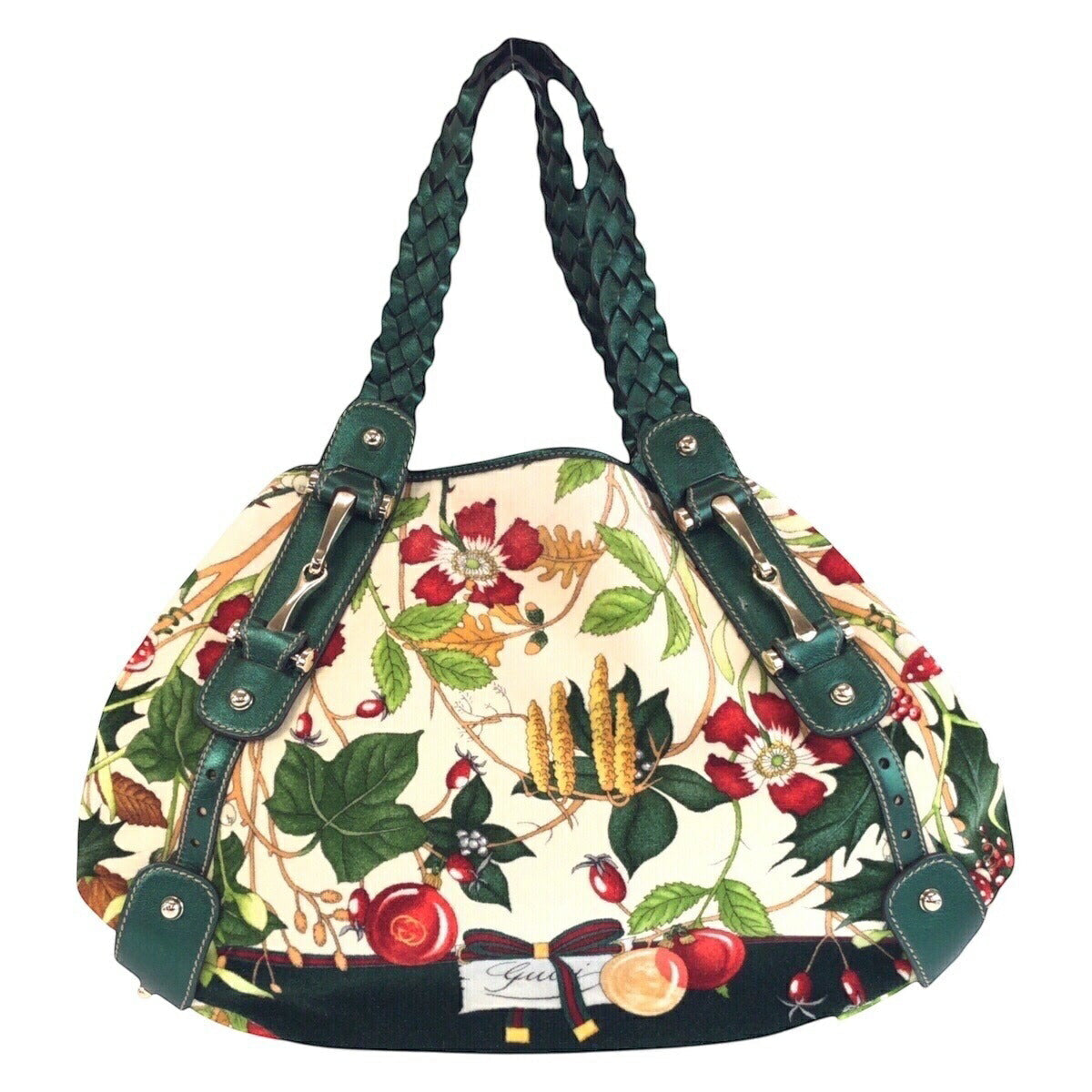 Gucci Velour/Leather Horsebit Floral Print 2way Bag 137621