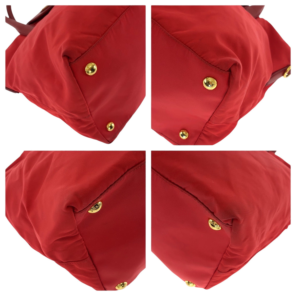PRADA Tote Bag BN2106 Nylon Red Gold Metal Tote Bag handbag Test Triangle With logo Women