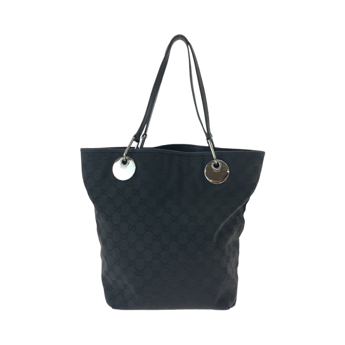 GUCCI Tote Bag 120836 GG canvas Black SilverMetal Tote Bag Shoulder Bag Women