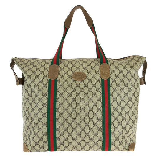 GUCCI Boston Duffel bag 89 19 012 GG Supreme Canvas Brown Old Gucci Shelly Line Interlocking
