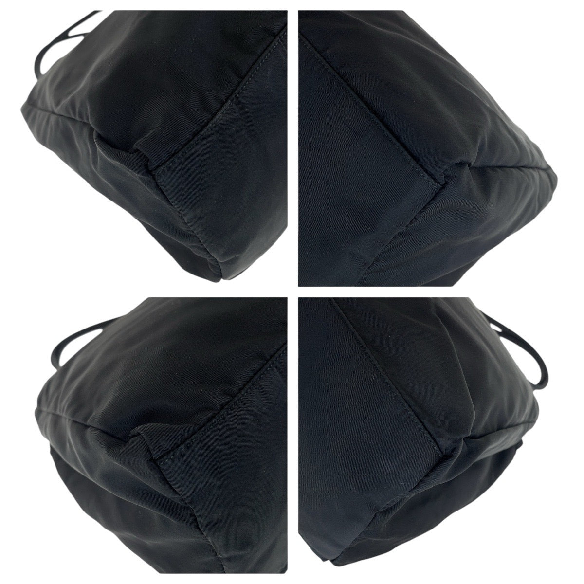 PRADA Tote Bag Nylon Black SilverMetal Tote Bag handbag Test Triangle With logo Women