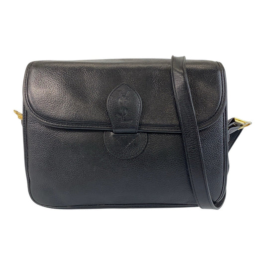 Yves Saint Laurent Shoulder Bag leather Black GoldMetal Shoulder Bag pochette YSL Women(Unisex)