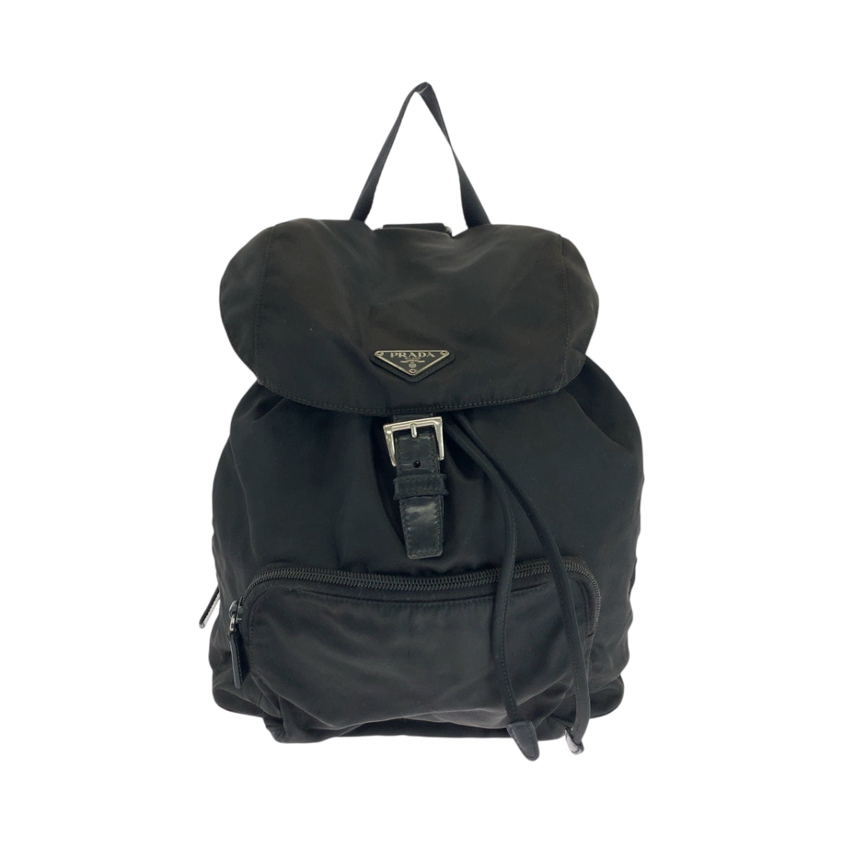 PRADA Backpack Nylon Black SilverMetal Backpack Backpack Test Triangle With logo Women
