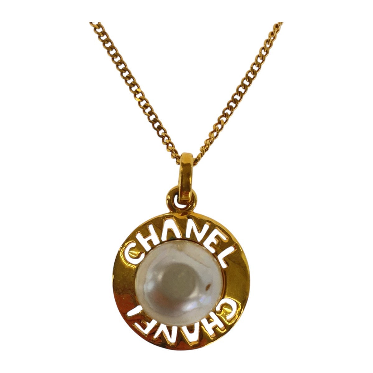 CHANEL Necklace Metal, Faux Pearl Gold white Women