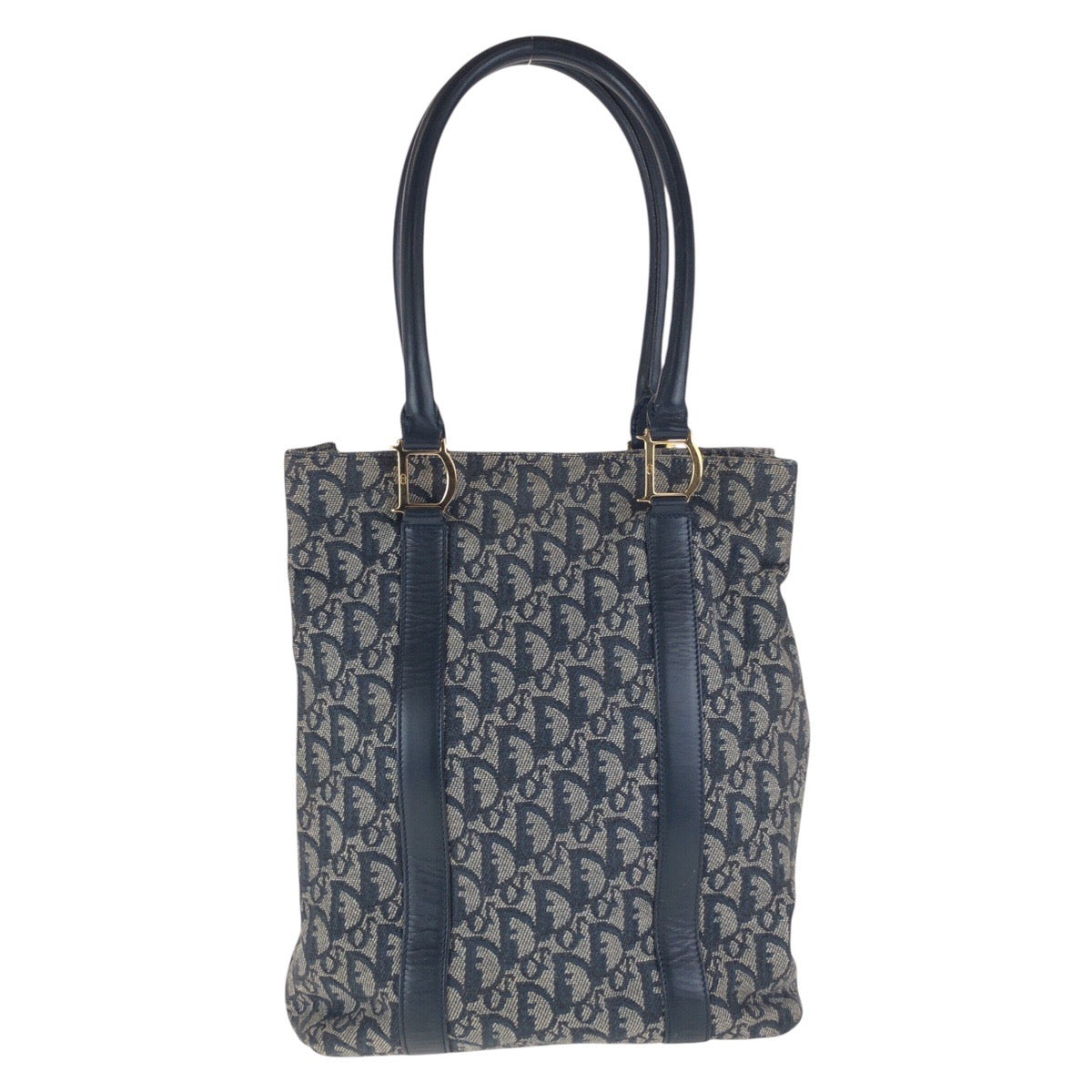 Dior Tote Bag Canvas, Leather Navy Gold Metal Tote Bag Shoulder Bag Trotter Women