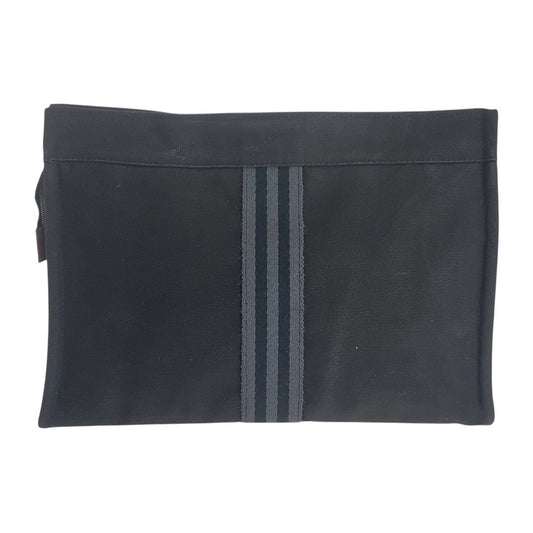 HERMES Clutch bag canvas Black Black Gray SilverMetal Fool Toe