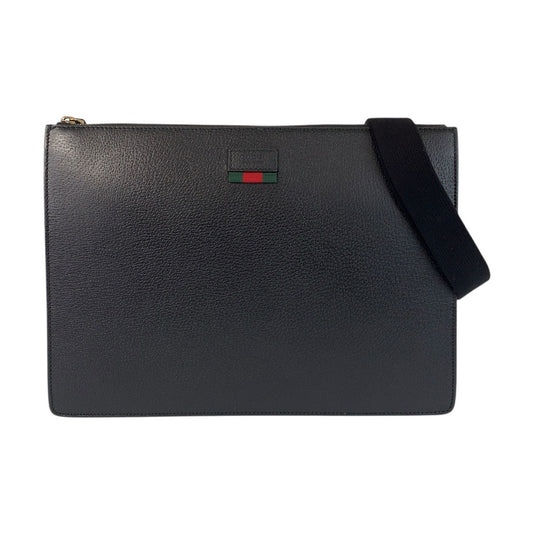 GUCCI Shoulder Bag 450976 leather Black GoldMetal Shoulder Bag Clutch bag 2way Sherry line mens