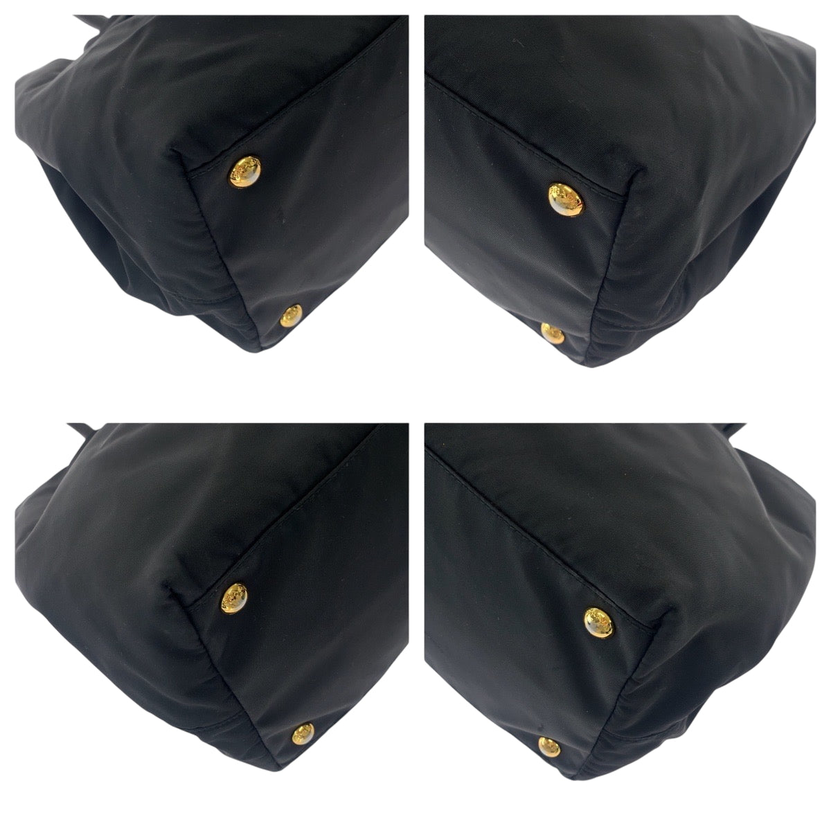 PRADA Tote Bag BN1601 Nylon Black GoldMetal Tote Bag handbag Test logo ribbon Women