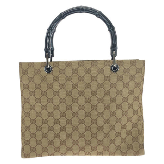 GUCCI Tote Bag 002 1016 GG canvas Beige Black SilverMetal Tote Bag handbag Bamboo Women