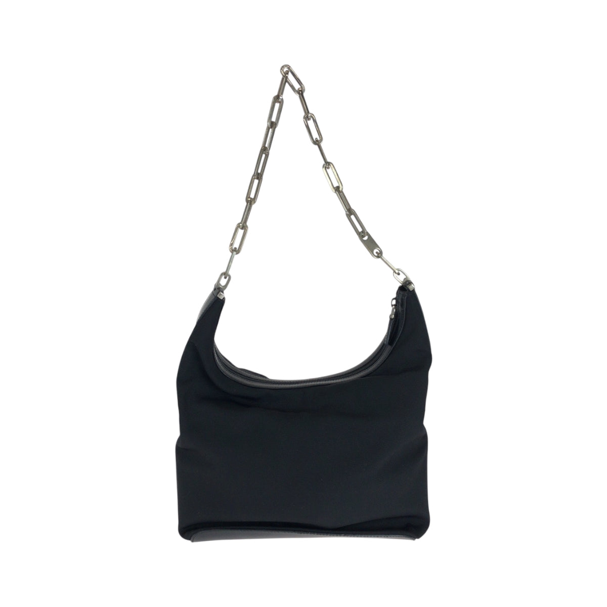 GUCCI Shoulder Bag 001 3374 Nylon Black SilverMetal ChainShoulder Bag Women