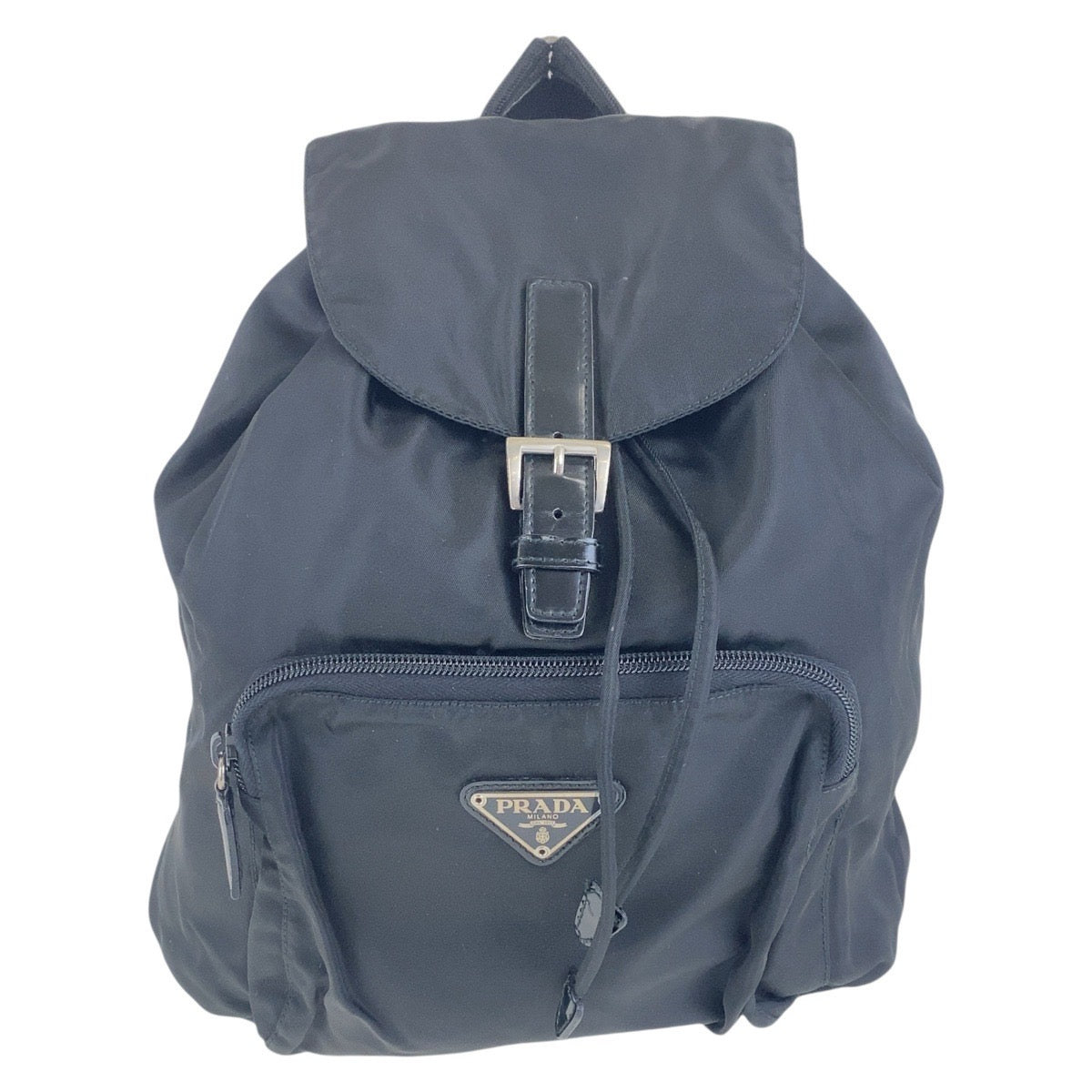 PRADA Backpack Nylon Black SilverMetal Backpack Test Triangle With logo Women
