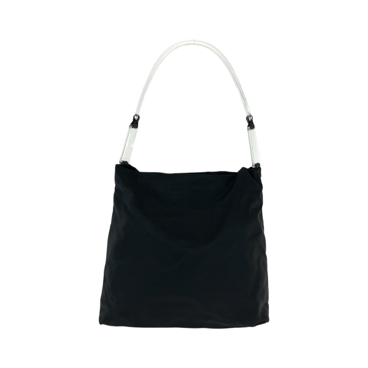 PRADA Shoulder Bag Nylon Black SilverMetal Clear One Shoulder Bag Test Triangle With logo Women
