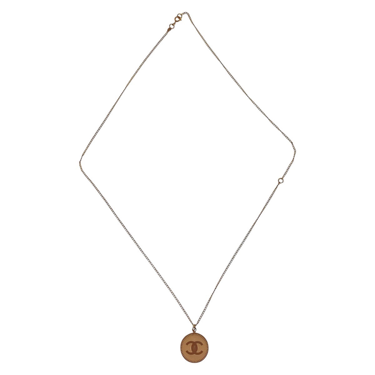 CHANEL Necklace metal Pink beige gold Necklace Round Necklace COCO Mark Women