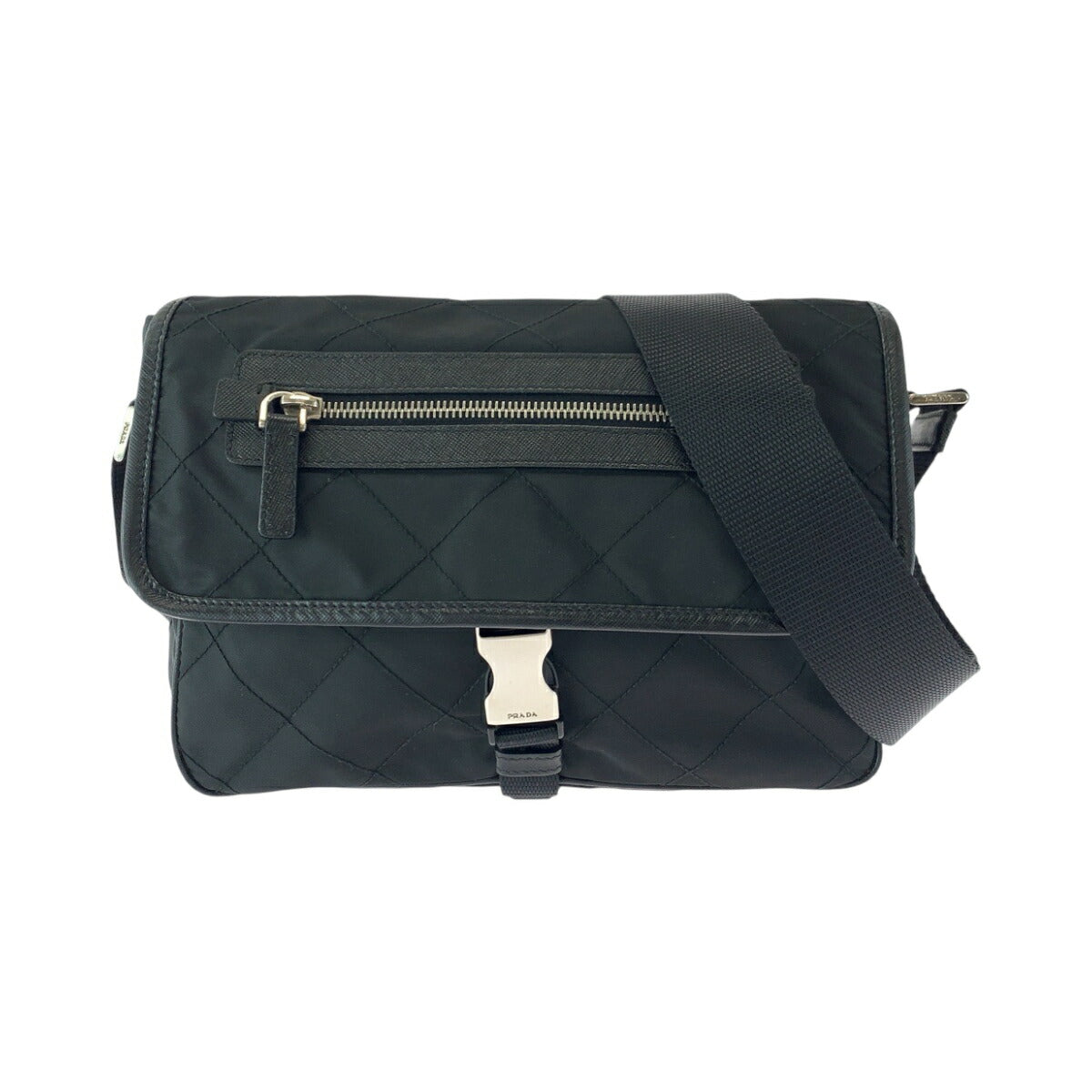 Prada Tessuto Quilted Triangle Logo Plate 2way Shoulder Bag BT0422
