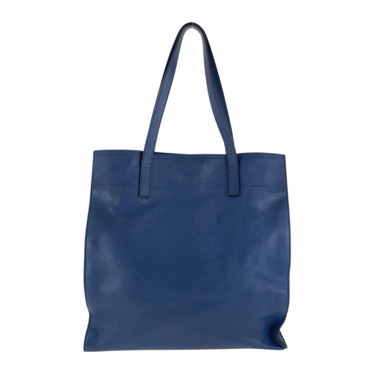 PRADA Tote Bag 227 31/S leather Navy SilverMetal Tote Bag Shoulder Bag Unisex Safiano Triangle With logo Women